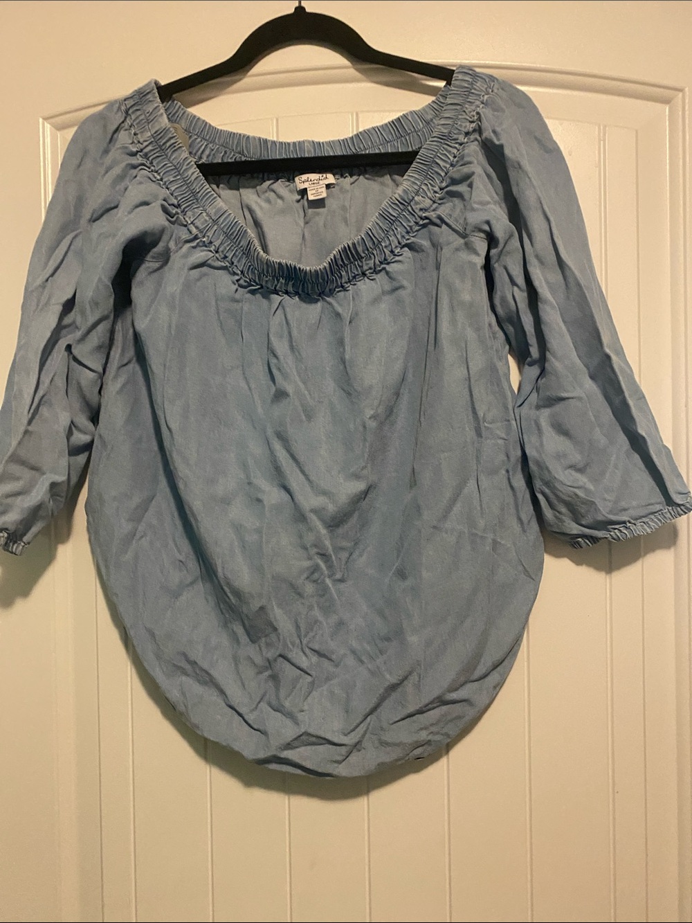 Light Blue Peasant Blouse - Women
